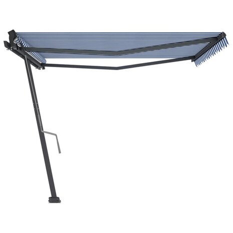 Luifel vrijstaand handmatig uittrekbaar 450x350 cm blauw en wit 4