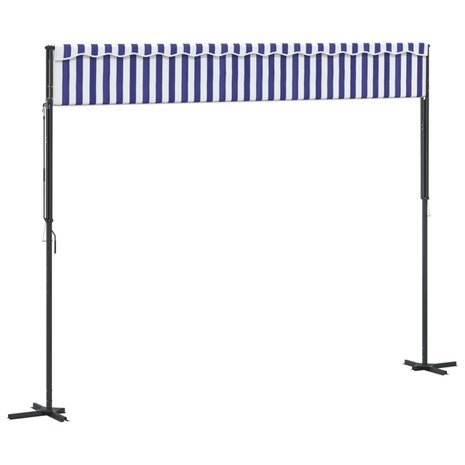 Luifel vrijstaand 400x300 cm stof en staal blauw en wit 6