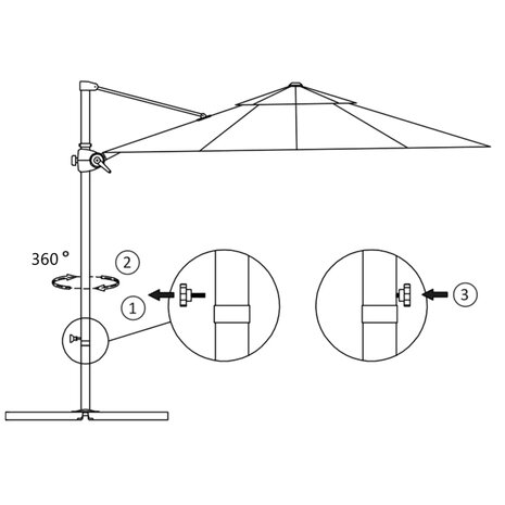 Zweefparasol met stalen paal 250x250 cm bordeauxrood 8