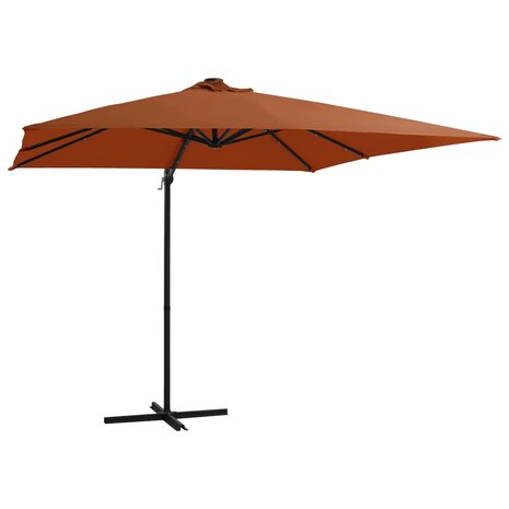 Zweefparasol met LED-verlichting 250x250 cm terracottakleurig 1