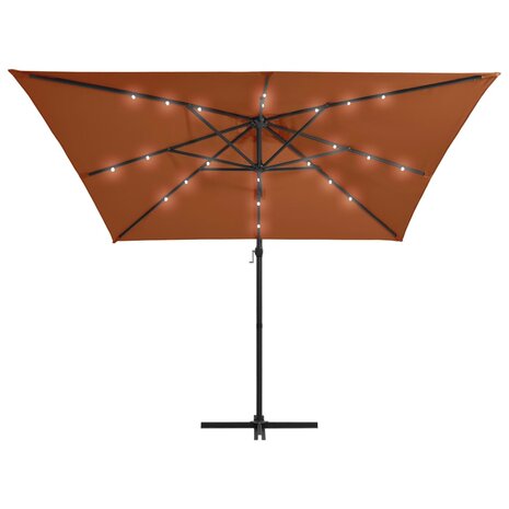 Zweefparasol met LED-verlichting 250x250 cm terracottakleurig 3