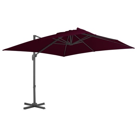 Zweefparasol met aluminium paal 300x300 cm bordeauxrood 1
