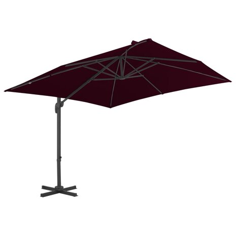 Zweefparasol met aluminium paal 300x300 cm bordeauxrood 2