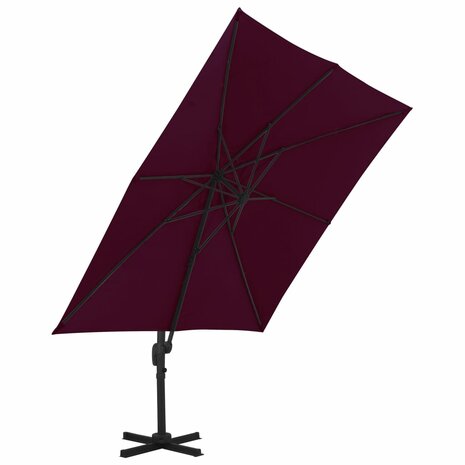 Zweefparasol met aluminium paal 300x300 cm bordeauxrood 3