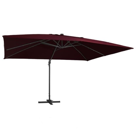 Zweefparasol met LED-verlichting 400x300 cm bordeauxrood 1