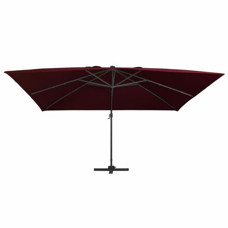 Zweefparasol met LED-verlichting 400x300 cm bordeauxrood 2