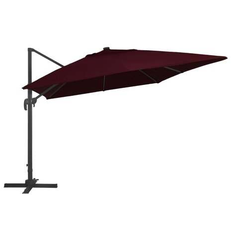 Zweefparasol met LED-verlichting 400x300 cm bordeauxrood 3