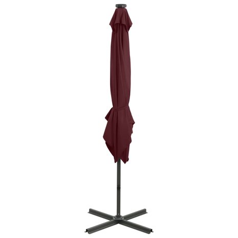 Zweefparasol met paal en LED-verlichting 250 cm bordeauxrood 6