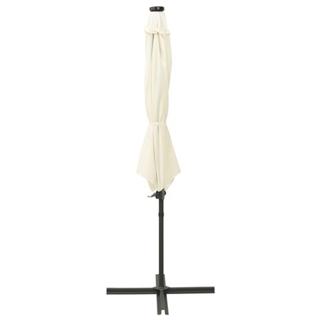 Zweefparasol met paal en LED-verlichting 300 cm zandkleurig 7