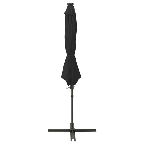 Zweefparasol met paal en LED-verlichting 300 cm zwart 2
