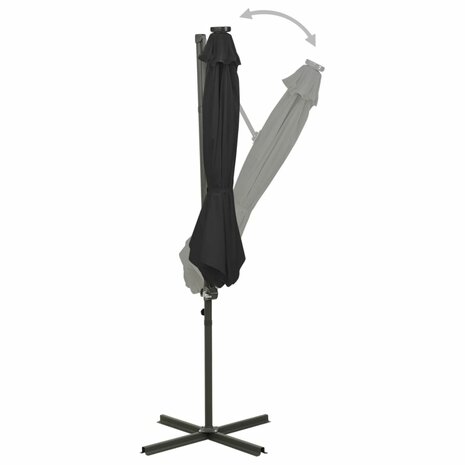 Zweefparasol met paal en LED-verlichting 300 cm zwart 3