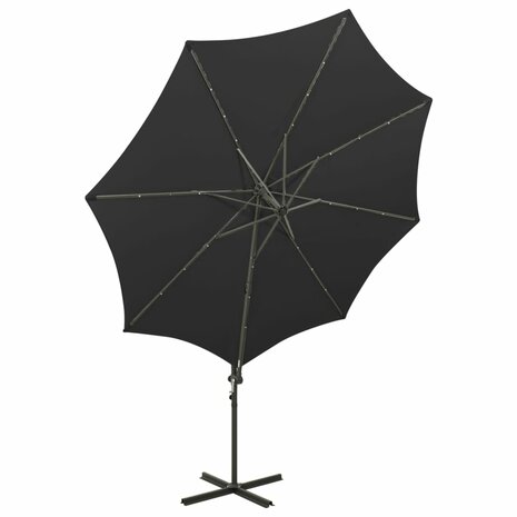 Zweefparasol met paal en LED-verlichting 300 cm zwart 4