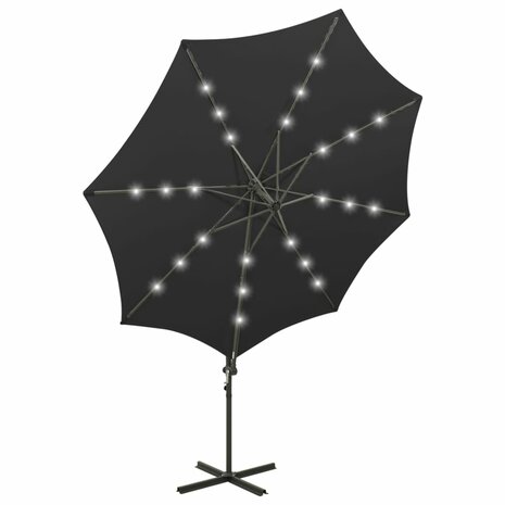 Zweefparasol met paal en LED-verlichting 300 cm zwart 5