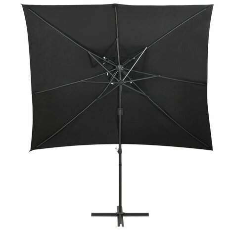 Zweefparasol met dubbel dak 250x250 cm zwart 2