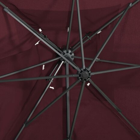 Zweefparasol met dubbel dak 250x250 cm bordeauxrood 6