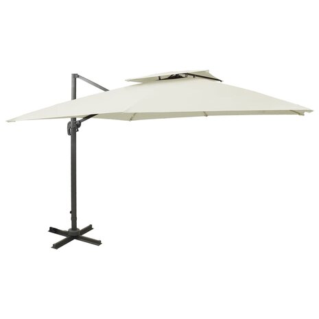 Zweefparasol met dubbel dak 300x300 cm zandkleurig 1