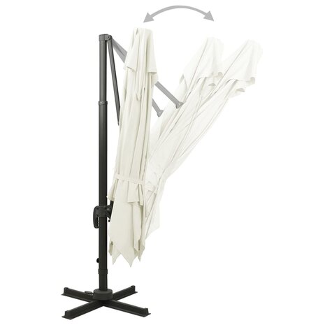 Zweefparasol met dubbel dak 300x300 cm zandkleurig 4