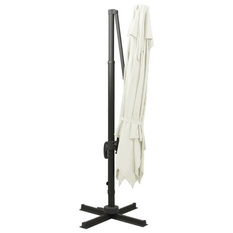 Zweefparasol met dubbel dak 300x300 cm zandkleurig 5