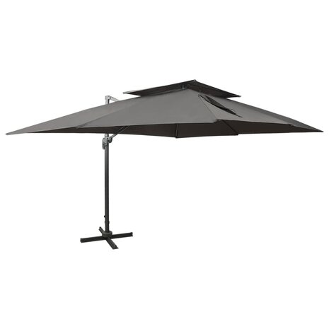 Zweefparasol met dubbel dak 400x300 cm antracietkleurig 1