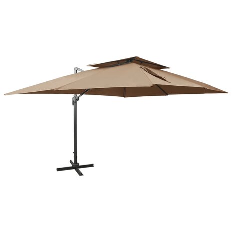 Zweefparasol met dubbel dak 400x300 cm taupe 1
