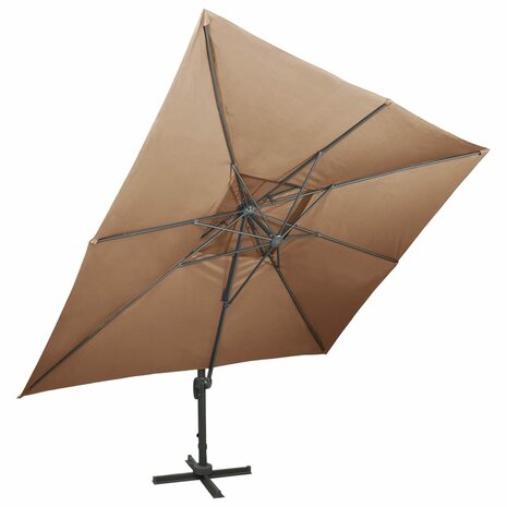 Zweefparasol met dubbel dak 400x300 cm taupe 2