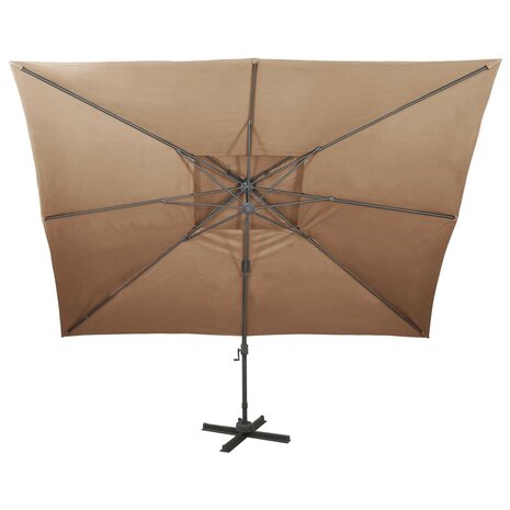 Zweefparasol met dubbel dak 400x300 cm taupe 3