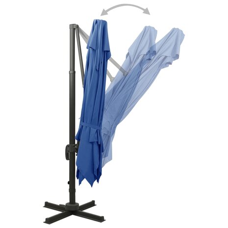 Zweefparasol met dubbel dak 300x300 cm azuurblauw 4