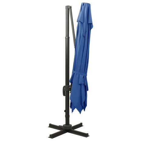 Zweefparasol met dubbel dak 300x300 cm azuurblauw 5