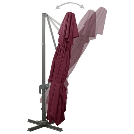 Zweefparasol met dubbel dak 400x300 cm bordeauxrood 5
