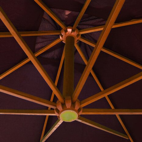 Zweefparasol met paal 3x3 m massief vurenhout bordeauxrood 4