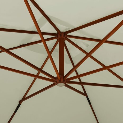 Zweefparasol met houten paal 400x300 cm zandwit 5