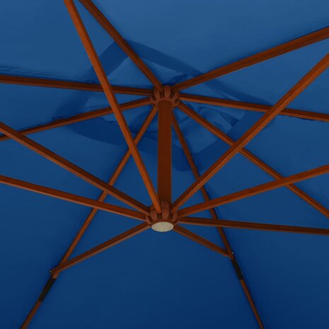 Zweefparasol met houten paal 400x300 cm azuurblauw 5