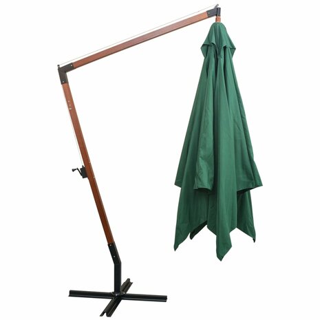 Zweefparasol met houten paal 300x300 cm groen 3