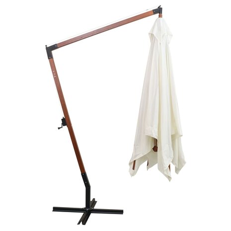 Zweefparasol met houten paal 300x300 cm wit 3