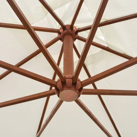 Zweefparasol met houten paal 300x300 cm wit 4