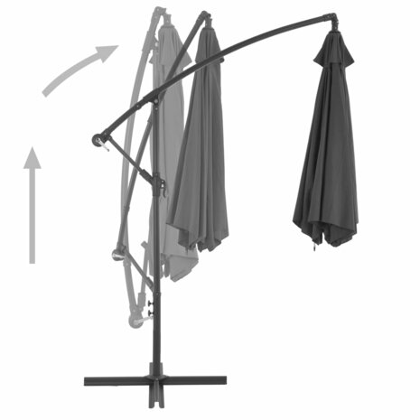 Zweefparasol met aluminium paal 300 cm antracietkleurig 4