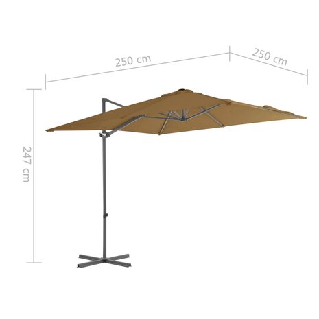 Zweefparasol met stalen paal 250x250 cm taupe 9