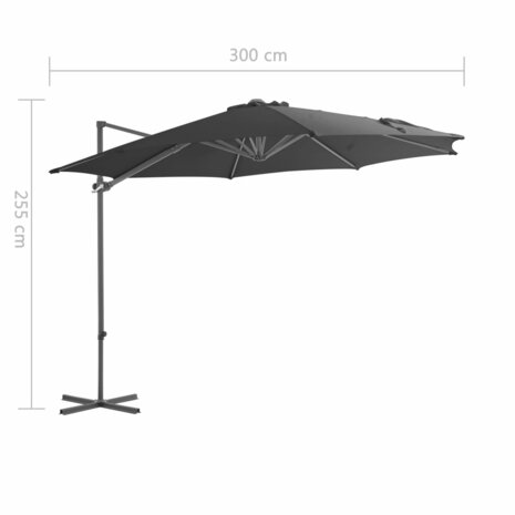 Zweefparasol met stalen paal 300 cm antracietkleurig 9