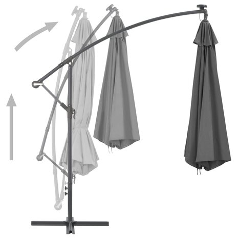 Zweefparasol met stalen paal 300 cm antracietkleurig 5