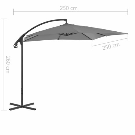 Zweefparasol met stalen paal 250x250 cm antracietkleurig 7