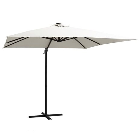 Zweefparasol met LED en stalen paal 250x250 cm zandkleurig 1