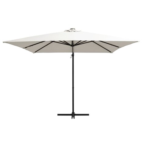 Zweefparasol met LED en stalen paal 250x250 cm zandkleurig 2
