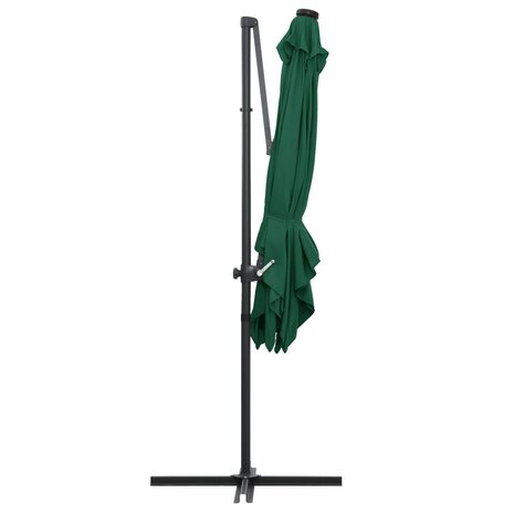 Zweefparasol met LED en stalen paal 250x250 cm groen 5