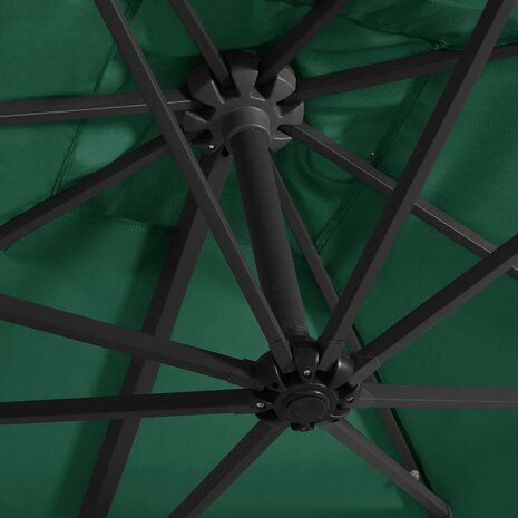 Zweefparasol met LED en stalen paal 250x250 cm groen 6