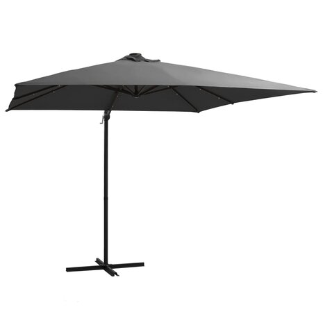 Zweefparasol met LED en stalen paal 250x250 cm antracietkleurig 1