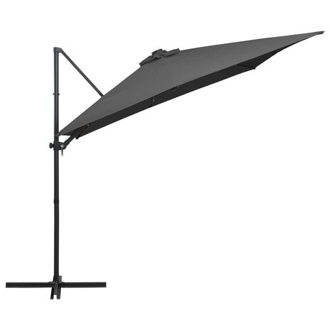 Zweefparasol met LED en stalen paal 250x250 cm antracietkleurig 4
