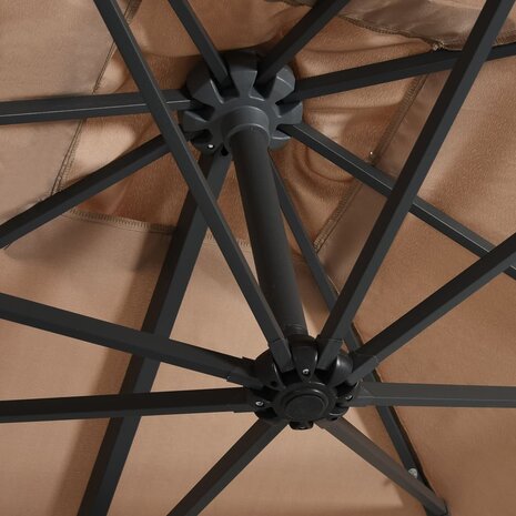 Zweefparasol met LED en stalen paal 250x250 cm taupe 6