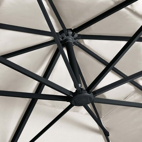 Zweefparasol met LED en aluminium paal 400x300 cm zandkleurig 6