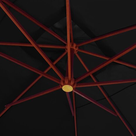Zweefparasol met houten paal 400x300 cm zwart 7