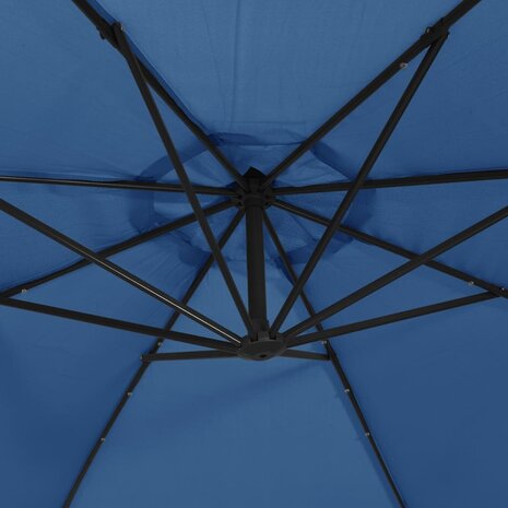 Zweefparasol met LED en stalen paal 300 cm azuurblauw 9